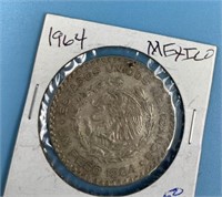 Mexican 1 peso coin: 1964                   (O 111