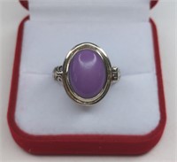 Sterling Silver Purple Stone Locket Ring. Ring is