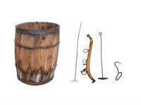 Wooden Barrel, Horse Hame, Hay Hook & Misc.