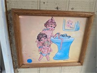 Kids in the Bathroom VTG Framed Print