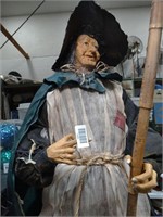 Tall 4Ft Witch / w/ Broom & Battery Candle