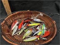 BASKET OF FISHING LURES KEY CHAINS