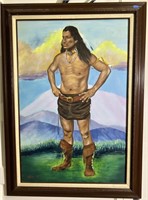 Native American Oil On Canvas - Cherokee Model