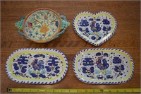 (4) Italian handpainted ceramic dish lot