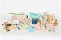 Assorted Figurines, Ceramic Planters, Pottery