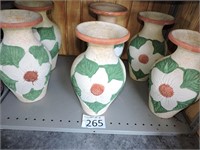 Set of 5 Clay Magnolia Pots