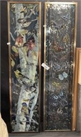 2 Hand Painted Glass Decorative Wall Art.