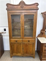 Early primitive jelly cupboard with glass shelves