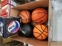 1LOT, (5) ASSORTED BASKET AND VOLLEY BALLS