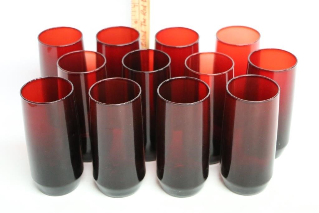 Set of 12 Ruby Red Glasses