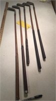 (5) HICKORY STICK GOLF CLUB PUTTERS & IRONS