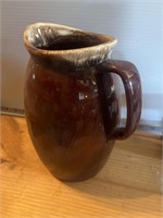 Hull USA Pottery brown drip glaze pitcher 10”