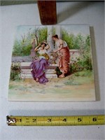 Vtg Hand Painted Plaque 6" x 6"