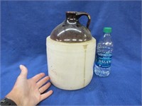 antique brown-white 1-gallon stone jug