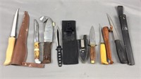 6x The Bid Assorted Knives W Sheaths