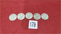 5 silver standing liberty quarters
