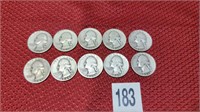 10 silver quarters pre-1964