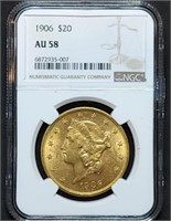 1906 $20 Liberty Gold Double Eagle NGC AU58