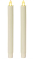 Set of 2 Moving Flame LED Taper Candles 10"