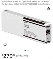 $279 Epson UltraChrome HD Light Black 700mL Ink
