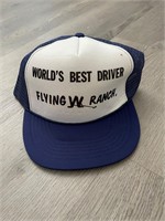 Vintage Worlds Best Driver Flying W Ranch Hat
