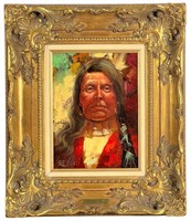 Donald Zolan- Portrait of Indian Chief Painting