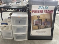 Poster board, plastic organizer
