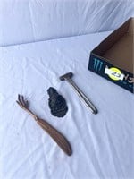 Bill Clip, Letter Opener, and Cast Iron Hammer