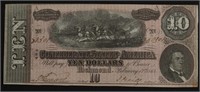 CHOICE AU 10 $ 1864 CONFEDERATE NOTE