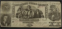 1861 20 $ CONFEDERATE NOTE  VF