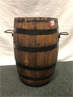 Oak barrel with metal handles 17.5”x10.5”