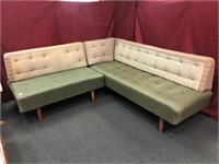 Mid Century modern sofa and love seat in green