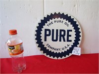 12"  THE PURE OIL METAL SIGN - 1980'S