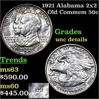 1921 Alabama 2x2 Old Commem 50c Grades Unc Details