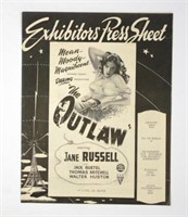 Original rare "The Outlaw" press sheet