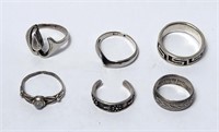 Lot of 6 Sterling Silver Rings VTG