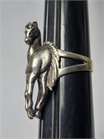 Large Horse Ring Sterling Silver Size 9 ½ VTG
