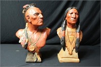 Two Ceramic Indian Head Busts