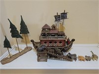 Noah's Ark Model with Animals & Trees & Noah