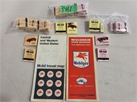 Vintage Mobil Road Maps, 30-Matchbooks-New