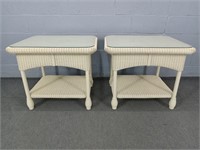 2x The Bid Painted Wicker Tables W Glass Tops