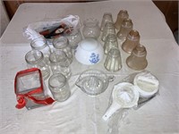 Assorted Glass Light Fixtures/Jars/Kitchen