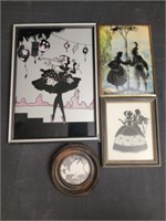 4 silhouette style framed photos