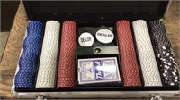 Metal briefcase poker game set, poker chips,
