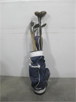 Vtg Golf Bag W/Assorted Golf Clubs