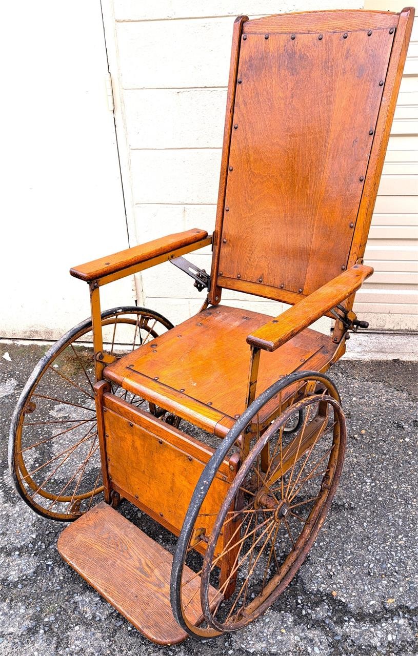 RARE ANTIQUE WOOD WHEELCHAIR GENDRON WHEEL CO OHIO