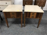 Pair of marble top end tables