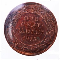Canada Large One Cent Coin 1915 Cleaned MS60