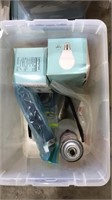 STORAGE TOTE OF ASST LIGHT BULBS & ETC