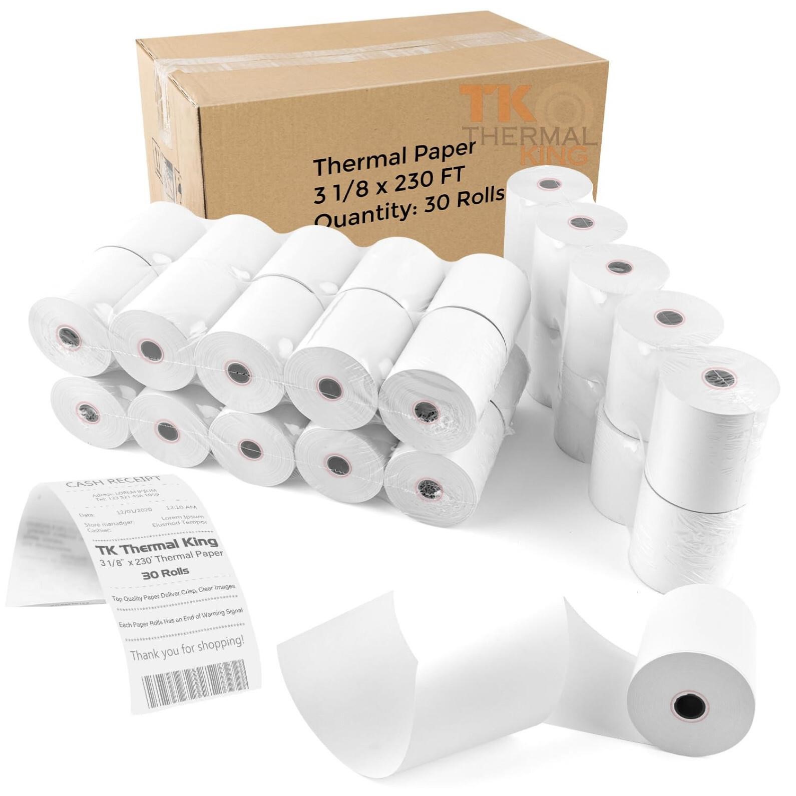 TK Thermal King (30 Rolls) 3 1/8" 230' feet White